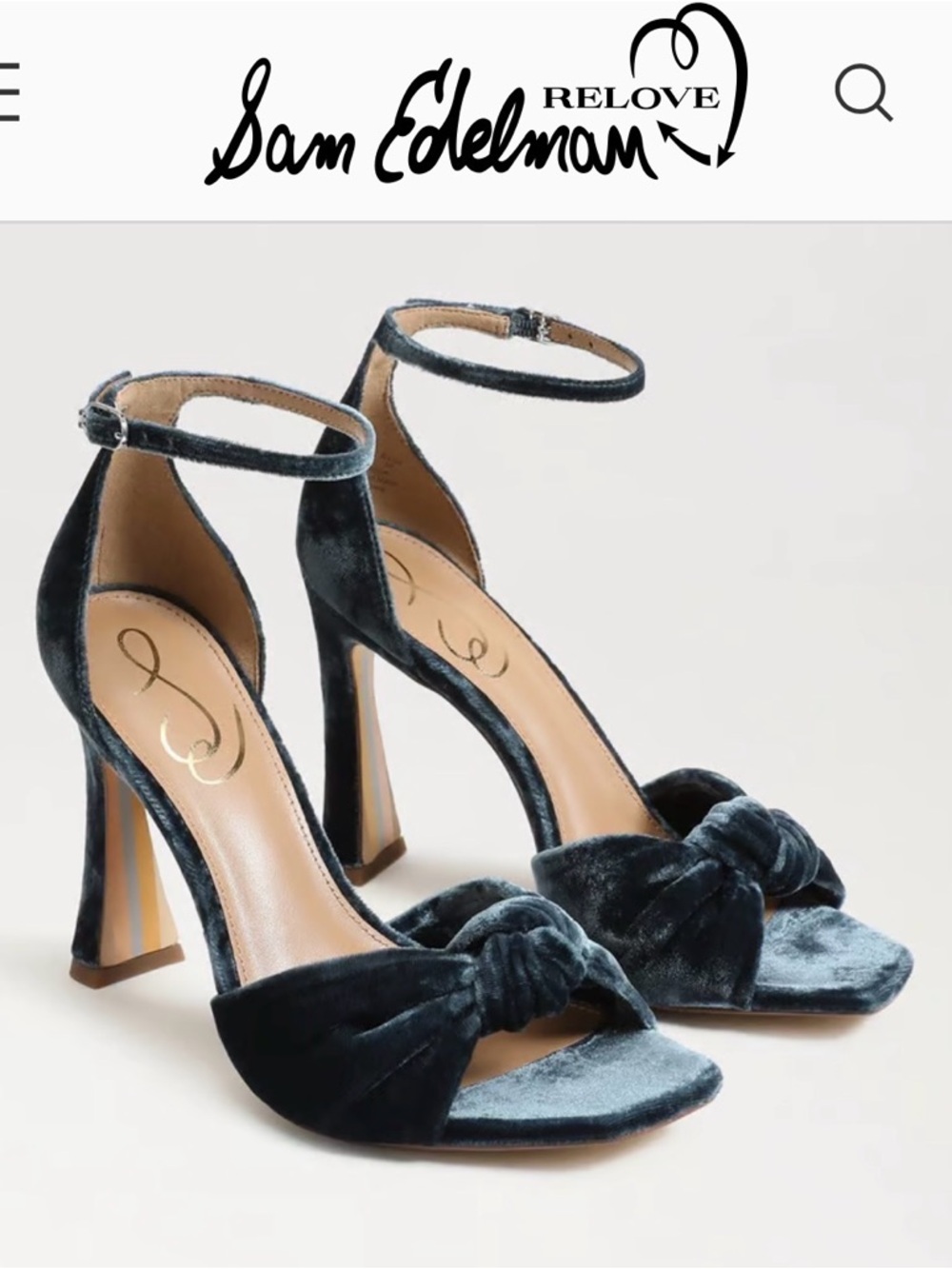 Sam Edelman Velvet Knot Ankle-Strap Heels in Dark Teal Velvet